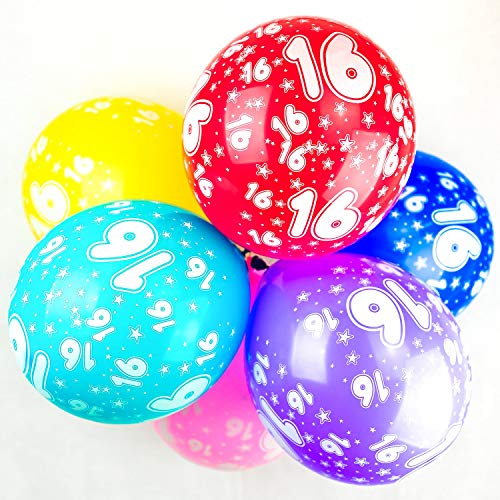Happium - Luftballons Geburtstag bunt gemischt Party Dekoration 10 Stück (Alter 16) von Happium