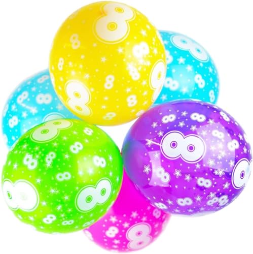 Happium Luftballons zum 2. Geburtstag, 30,5 cm, mehrfarbige Zahlen, bedruckte Latex-Luftballons, Geburtstagsziffern, Luftballons 2 für Mädchen, Jungen, 2 Jahre alte Geburtstagsdekorationen, 2. von Happium