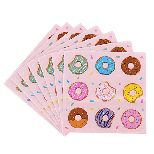 Happium Packung mit 20 Donut-Servietten | Papierservietten mit Mini-Donut-Design, Einweggeschirr für sommerliche Akzente, Kindergeburtstagsparty von Happium