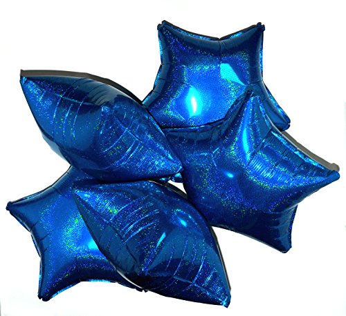 Happium Stern Holografische Folienballons 5 Stück Helium 18 Zoll Stern Luftballons Folienballon Set für Geburtstagsfeier Abschlussfeier Babyparty Hochzeitstag Party Dekorationen (Blau) von Happium