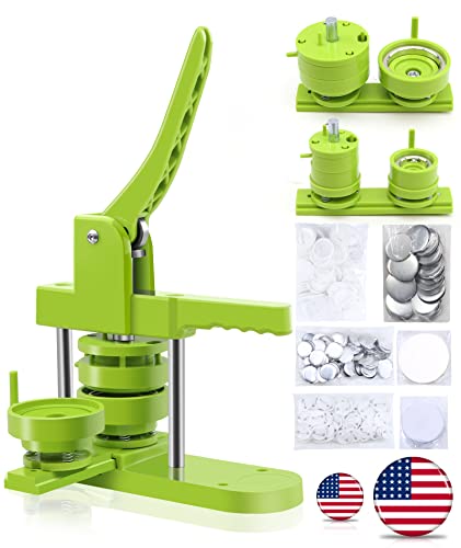 Happizza Knopfmacher-Maschine, verschiedene Größen – Pin-Maschine, 3,2 cm + 5,7 cm, austauschbare Knopfmodelle, Abzeichen-Pressmaschine mit 200 Sets, 32 + 58 mm Knopfmacher-Zubehör und Kreisschneider von Happizza