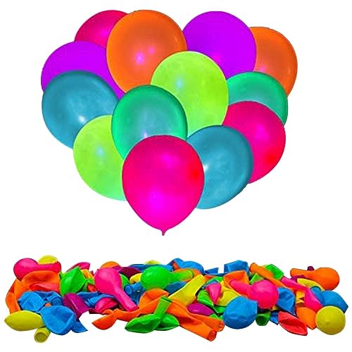 Happlignly 200 Neonleuchtende Partyballons, Partyballons, die im Dunkeln Leuchten, für Geburtstagsdekoration, Hochzeit, Leuchtende Partyzubehör von Happlignly