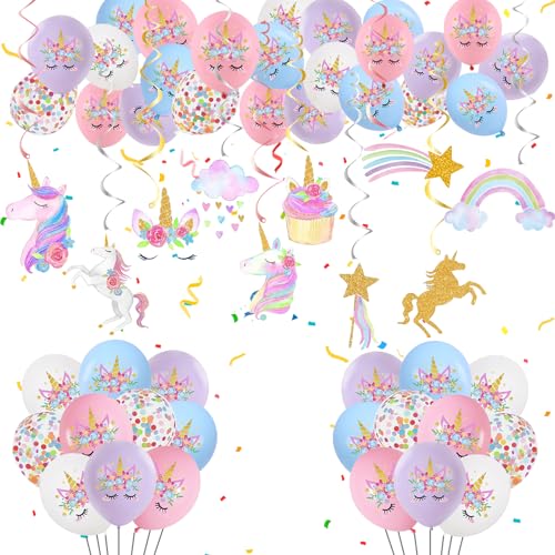Einhor Kindergeburtstag Deko, 10 Hanging Swirls 40 Print Latexballons, Pastellballons 10 Hellrosa, 10 Hellviolette, 10 Hellblaue, 5 Weiße, 5 Ballons mit Bunten Konfetti für Mädchen (Set Einhor Deko) Einhor Kindergeburtstag Deko, 10 Hanging Swirls 40 Print Latexballons, Pastellballons 10 Hellrosa, 10 Hellviolette, 10 Hellblaue, 5 Weiße, 5 Ballons mit Bunten Konfetti für Mädchen (Set Einhor Deko) von HapplioPlay