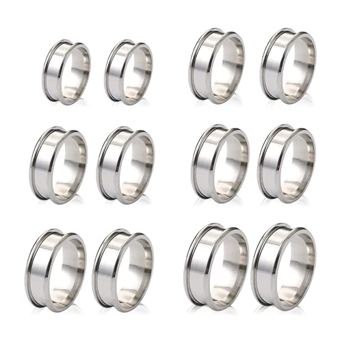 12 Stück Ringrohlinge Rillenringe aus Edelstahl für die Schmuckherstellung Hochglanzpolierter Runder Metallring in Silber Größe 7/8/9/10/11/12 für Herren und Damen 8mm Breiter Ring Geschenk (Stil 2) 12 Stück Ringrohlinge Rillenringe aus Edelstahl für die Schmuckherstellung Hochglanzpolierter Runder Metallring in Silber Größe 7/8/9/10/11/12 für Herren und Damen 8mm Breiter Ring Geschenk (Stil 2) von Happtkey