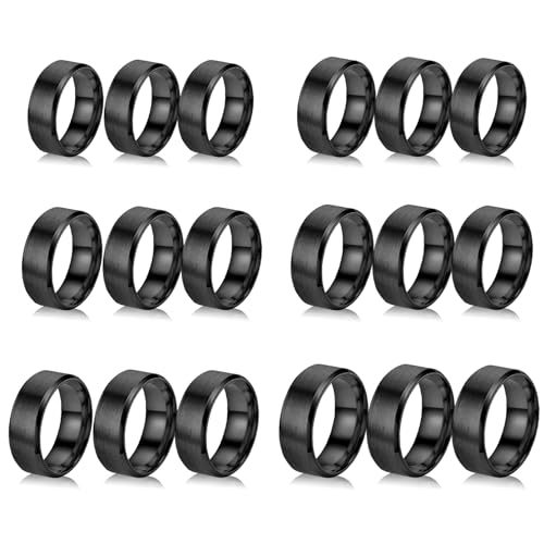 18 Stück Edelstahl Ringrohlinge 8mm Glatte Inlay Fingerringe Rund Massives Metall Größe 6/7/8/9/10/11 Komfortabler Schlichter Gebürsteter Matt Polierter Silber Ehering zur Schmuckherstellung (A11) 18 Stück Edelstahl Ringrohlinge 8mm Glatte Inlay Fingerringe Rund Massives Metall Größe 6/7/8/9/10/11 Komfortabler Schlichter Gebürsteter Matt Polierter Silber Ehering zur Schmuckherstellung (A11) von Happtkey