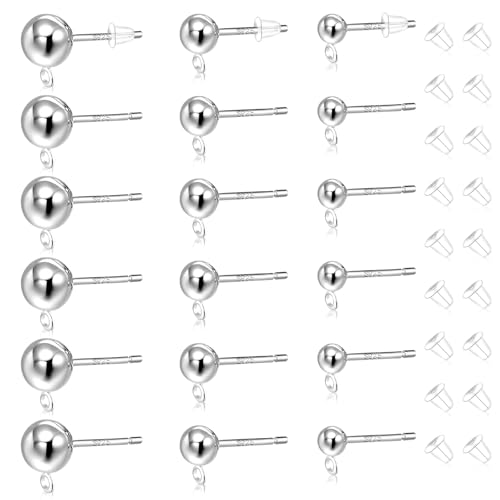 36 Stück Ohrstecker aus Sterlingsilber, S925 Silber Kugel Ohrstecker mit Transparenten Ohrhaken zur Schmuckherstellung, 3 Größen 36 Stück Ohrstecker aus Sterlingsilber, S925 Silber Kugel Ohrstecker mit Transparenten Ohrhaken zur Schmuckherstellung, 3 Größen von Happtkey