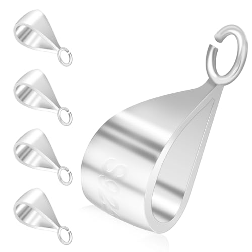 5 x Sterlingsilber-Anhänger für Halskette, S925 Quetschbügel für Schmuckherstellung, Anhänger-Verbinder mit offener Schlaufe, Halskette, baumelnder Clip, Armbänder, Verschlüsse, DIY-Set 5 x Sterlingsilber-Anhänger für Halskette, S925 Quetschbügel für Schmuckherstellung, Anhänger-Verbinder mit offener Schlaufe, Halskette, baumelnder Clip, Armbänder, Verschlüsse, DIY-Set von Happtkey