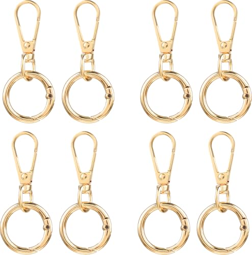 8 Sets Drehverschluss Clips 4 Farben Drehkarabinerhaken mit Doppelöffnung Metallclips mit O Ringen für Schlüsselbänder Karabinerverschluss für Schlüsselanhänger Taschen Schmuck Basteln (Stil 2) von Happtkey