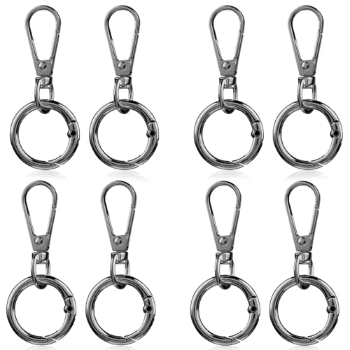 8 Sets Drehverschluss Clips 4 Farben Drehkarabinerhaken mit Doppelöffnung Metallclips mit O Ringen für Schlüsselbänder Karabinerverschluss für Schlüsselanhänger Taschen Schmuck Basteln (Stil 4) von Happtkey