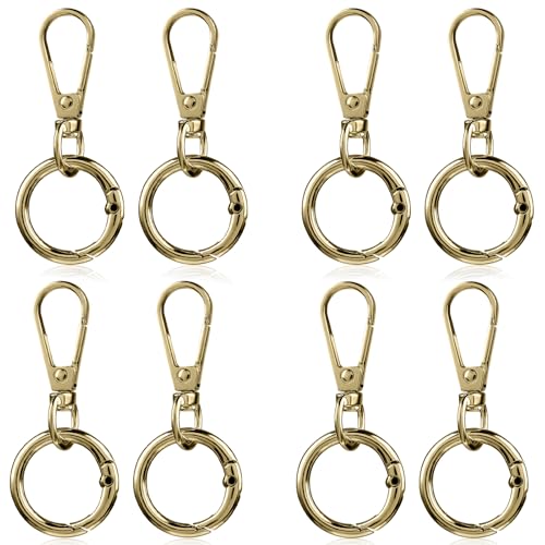 8 Sets Drehverschluss Clips 4 Farben Drehkarabinerhaken mit Doppelöffnung Metallclips mit O Ringen für Schlüsselbänder Karabinerverschluss für Schlüsselanhänger Taschen Schmuck Basteln (Stil 5) von Happtkey