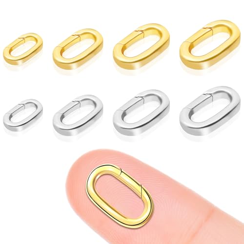 8 Stück Ovaler Karabinerverschluss für Halsketten Federverschlüsse aus Edelstahl Armband Verschlüsse Schlüsselanhänger Verschlussverschlüsse Halsketten Clips Verkürzer für Schmuckherstellung (S+G) von Happtkey