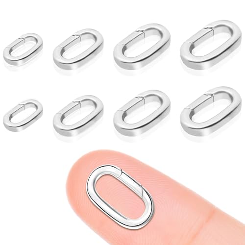 8 ovale Verschlusskarabiner, Halskettenverbinder, Edelstahl, Federverschlüsse, Armbandverschlüsse, Schlüsselanhänger, Armbänder, Kürzer für Schmuckfindung, DIY-Set (A21) von Happtkey