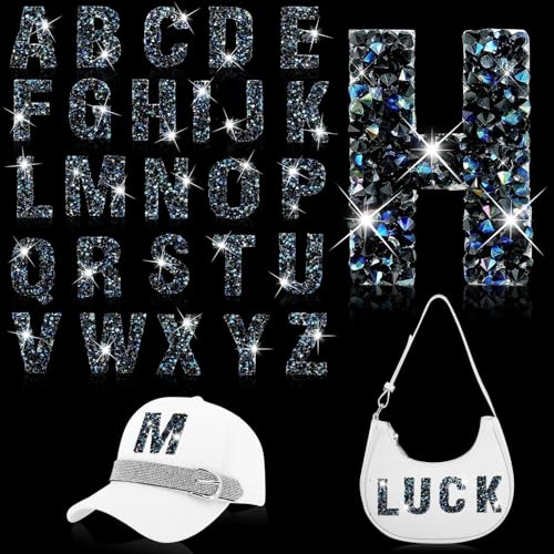 Bügelbilder mit Strasssteinen, Buchstaben, Glitzer, selbstklebend, Alphabet, A-Z, glitzernd, Strasssteine, Buchstaben, Applikation, Kristall-Patch, für Kleidung, Hüte, Jeans, Reparatur-Dekoration (AB von Happtkey