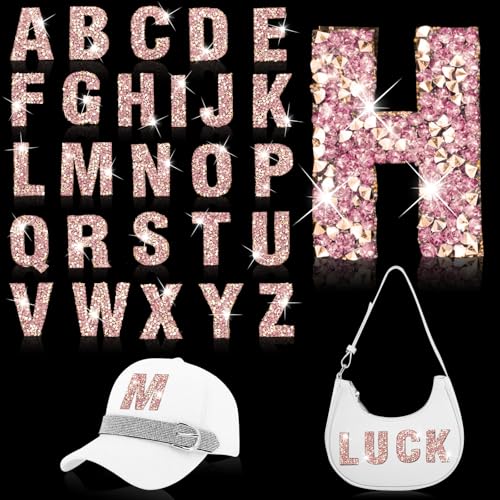 Bügelbilder mit Strasssteinen, Buchstaben, Glitzer, selbstklebend, Alphabet, A-Z, glitzernd, Strasssteine, Buchstaben, Applikation, Kristall-Patch, für Kleidung, Hüte, Jeans, Reparatur-Dekoration von Happtkey