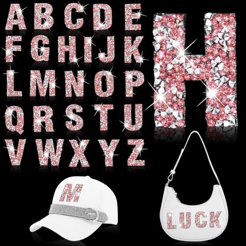 Bügelbilder mit Strasssteinen, Buchstaben, Glitzer, selbstklebend, Alphabet, A-Z, glitzernd, Strasssteine, Buchstaben, Applikation, Kristall-Patch, für Kleidung, Jeans, Schuhe, Reparatur, Dekoration von Happtkey