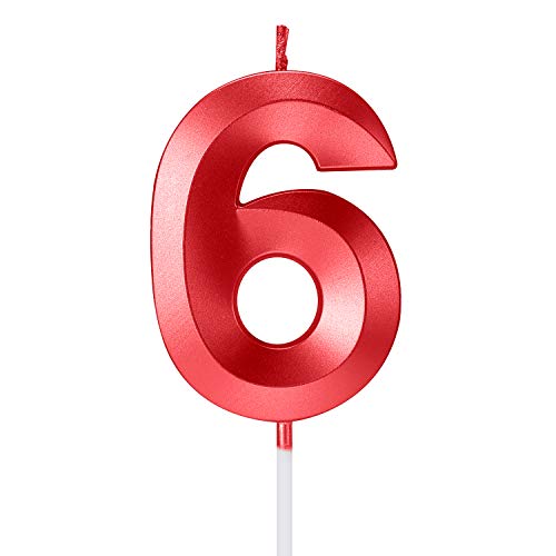 Happy Birthday - Geburtstagskerzen, Metallic-Rot, 6er Pack (5cm, 7cm, 10cm), Rauchfrei, Geruchlos, Bioabbaubar von Happy Birthday