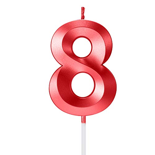 Geburtstagskerzen, Geburtstagskerzen, Geburtstagskerze, Tortenaufsatz, Zahlenkerzen, Geburtstagskerzen, Zahlenkerzen, Zahlenkerzen, rote Kerzen, Geburtstagskerzen (Metallic-Rot, 8) von Happy Birthday
