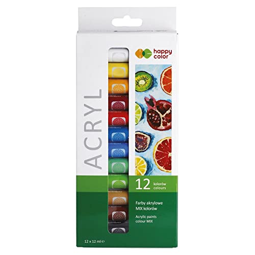 Acrylfarben-Set, 12 Farben x 25 ml, Leinwand Holz Papier Stoff Keramik Felsmalerei Reiche Pigmente Happy Color Acrylfarben-Set, 12 Farben x 25 ml, Leinwand Holz Papier Stoff Keramik Felsmalerei Reiche Pigmente Happy Color von Happy Color