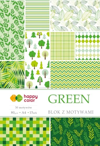 Design Papier Pad GRÜN A4 80g/m² 15 Blatt 30 Motive Happy Color Design Papier Pad GRÜN A4 80g/m² 15 Blatt 30 Motive Happy Color von Happy Color