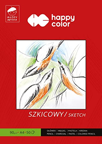 Skizzenblock - Young Artist, White Art Paper zum Zeichnen, A4-Format, 90 g/m², 50 Blatt, Happy Color von Happy Color