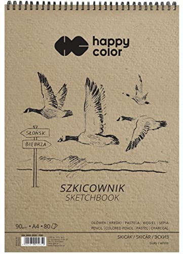 Skizzenblock auf einer Spirale BIRDS A4, weiß, 90 g/m², 80 Blatt, Happy Color von Happy Color