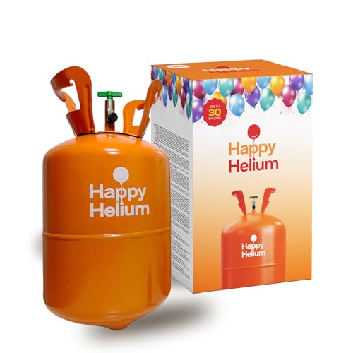 Happy Helium® 2x Ballongas Helium für 30 Luftballons | Premium Heliumgas mit Füllventil - Balloon Gas 200 Liter (0,2m³) für Geburtstag, Hochzeit, Party von Happy Helium