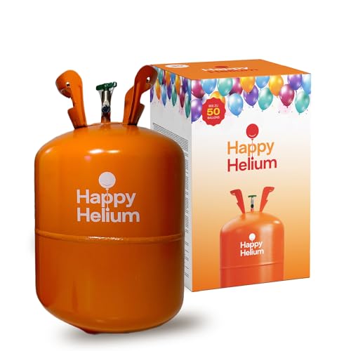Happy Helium® 2x Ballongas Helium für 50 Luftballons | Premium Heliumgas mit Füllventil - Balloon Gas 400 Liter (0,4 m³) für Geburtstag, Hochzeit, Party von Happy Helium