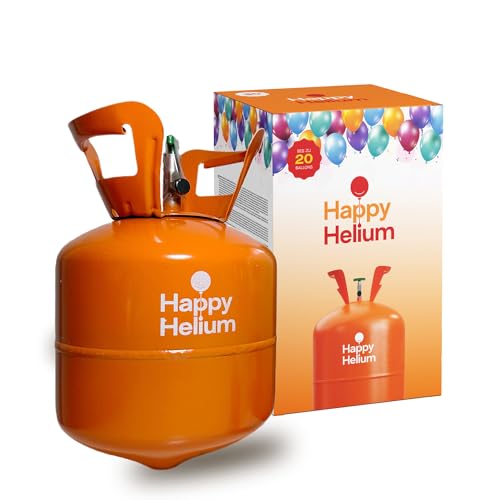 Happy Helium® Ballongas Helium für 20 Luftballons | Premium Heliumgas mit Füllventil - Balloon Gas 140 Liter (0,14 m³) für Geburtstag, Hochzeit, Party von Happy Helium