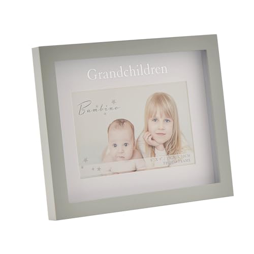 Happy Homewares Bambino Bilderrahmen aus Holz, in Geschenkbox mit Deckel, 15,2 x 10,2 cm, für Enkelkinder, perfekt für alle stolzen Großeltern, Grau von Happy Homewares