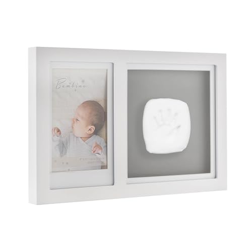 Happy Homewares Bambino Bilderrahmen aus Holz, mit Hand- und Fußabdruck aus Ton – perfekt für werdende Eltern, Weiß von Happy Homewares