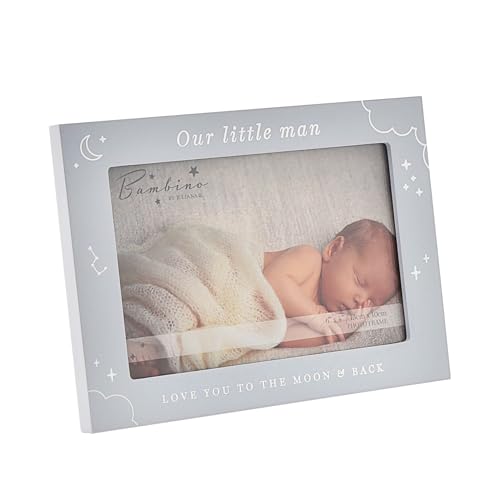 Happy Homewares Bambino Bilderrahmen aus Holz mit silberfarbenen Details, "Our Little Man", 10,2 x 15,2 cm, Blau von Happy Homewares