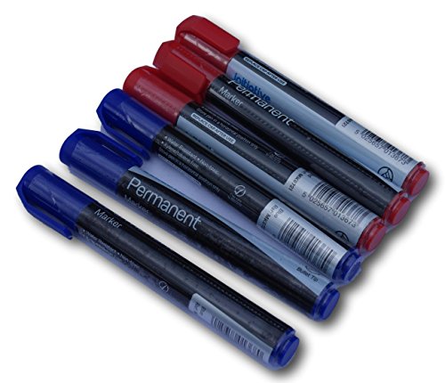 6 Stück rot und blau Permanent Meißel Spitze Marker Stifte von Happy Packers