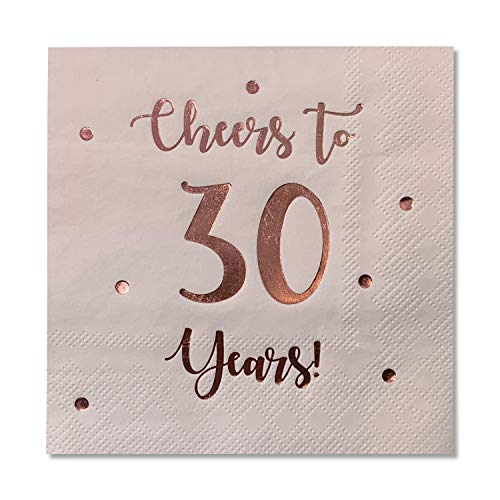 Cocktail-Servietten zum 30. Geburtstag, für Männer und Frauen, 50 Stück, 3-lagige Servietten, 12,7 x 12,7 cm, gefaltet (Pink) von Happy Palace