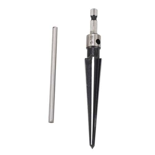 HappyFit 6-schneidige konische Reibahle, konisches Ende, Sechskantschaft, Holzbearbeitungsreibahle, T-Griff, Reibwerkzeug, 5–16 mm von HappyFit