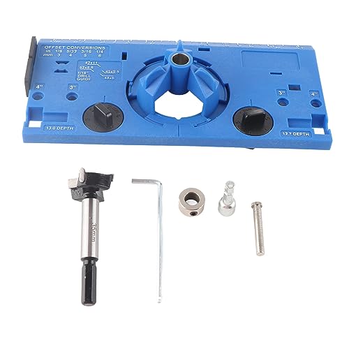 Happyfit 35mm Scharnier langweiliger Scherzscharnierscharnierlochbohrer -Leitfaden mit Cutter und 1/16 Zoll Bit (Blau) von HappyFit