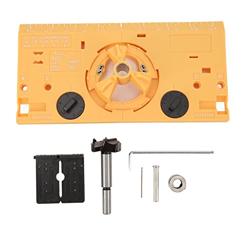 Happyfit 35mm Scharnier langweiliger Scherzscharnierscharnierlochbohrer -Leitfaden mit Cutter und 1/16 Zoll Bit (Gelb) von HappyFit
