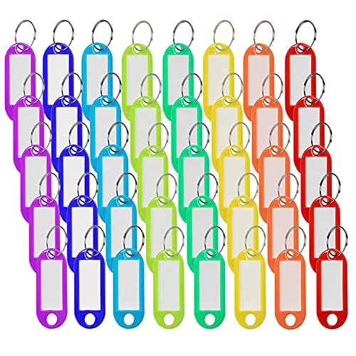 40 Stück, farbig Schlüsselanhänger mit Ring zum Beschriften Key Tags auswechselbar Schlüsselschilder aus Plastik 8 Farben von HappyHapi