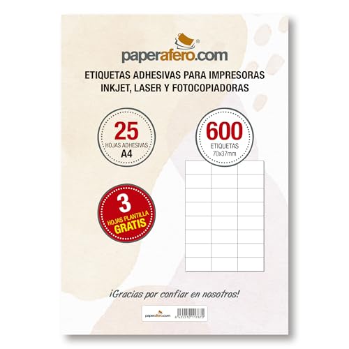 Etiketten Selbstklebend A4 Paperafero | 600 adressetiketten selbstklebend 70x37mm | Aufkleber zum beschriften | Aufkleber Selbst gestalten von HappyMots