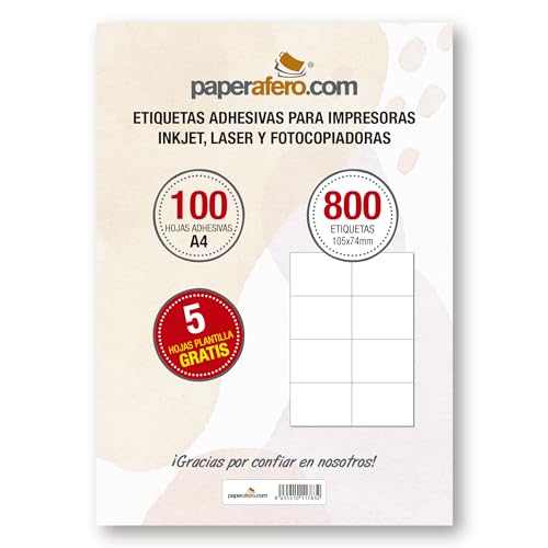 Etiketten Selbstklebend Bedruckbar A4 Paperafero | 800 adressetiketten selbstklebend 105x74mm | Aufkleber zum beschriften | Aufkleber Selbst gestalten Etiketten Selbstklebend Bedruckbar A4 Paperafero | 800 adressetiketten selbstklebend 105x74mm | Aufkleber zum beschriften | Aufkleber Selbst gestalten von HappyMots