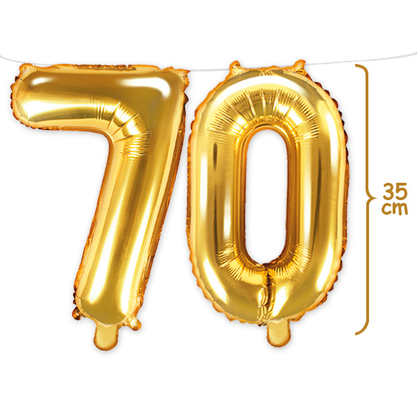 70. Geburtstag, Zahlenballon Set 7 & 0 in gold, 35cm hoch von Happygoods GmbH