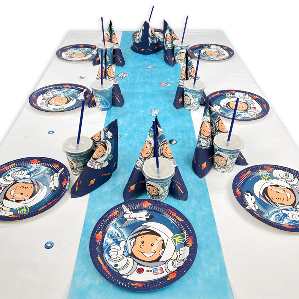 Astronaut Flo Tischdeko Set bis 8 Kinder, Weltall Party, 58-teilig von Happygoods GmbH