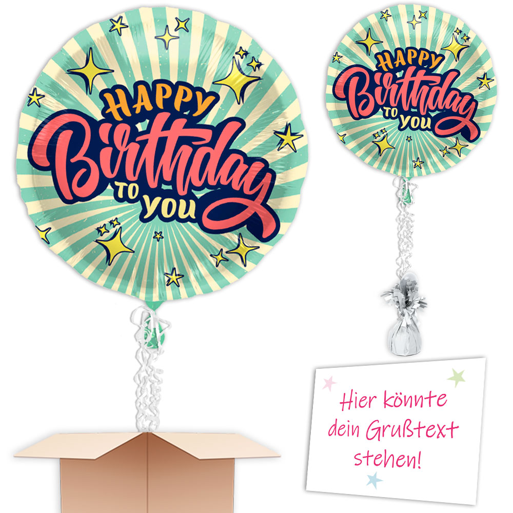 Ballon im Retrodesign mit "Happy Birthday" verschenken von Happygoods GmbH