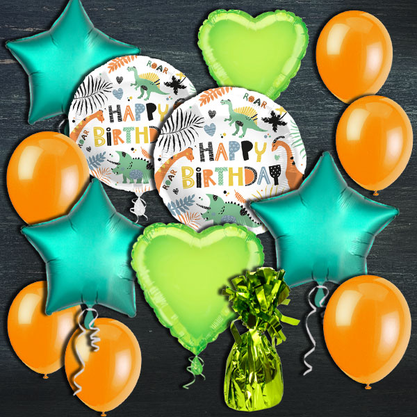 Ballongas-Set, Happy Birthday Dinosaurier, 30er Heliumflasche + Ballons von Happygoods GmbH