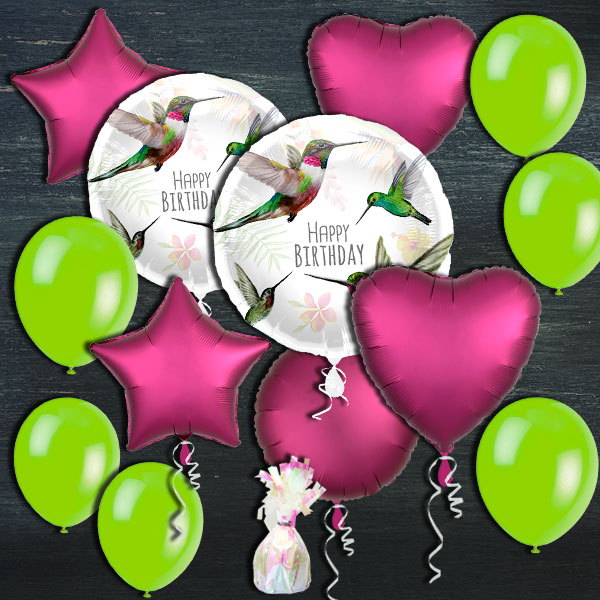 Ballongas-Set, Happy Birthday Kolibri, 30er Heliumflasche + Ballons von Happygoods GmbH