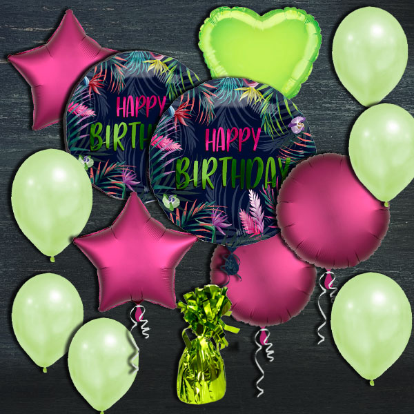 Ballongas-Set, Happy Birthday Tropical, 30er Heliumflasche + Ballons von Happygoods GmbH