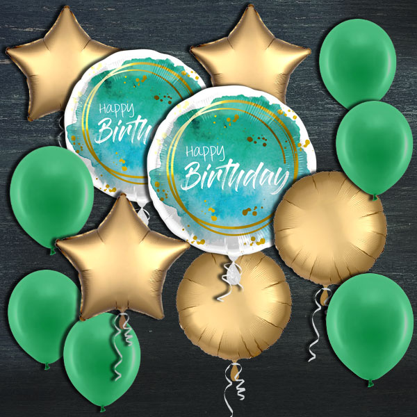 Ballongas-Set, Happy Birthday Wasserfarbe, 30er Heliumflasche + Ballons von Happygoods GmbH