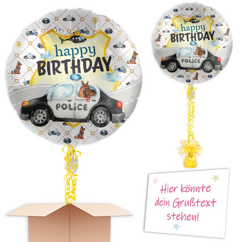 Inkl. Helium, Bänder, Ballongewicht  Ballongruß Polizei Happy Birthday von Happygoods GmbH