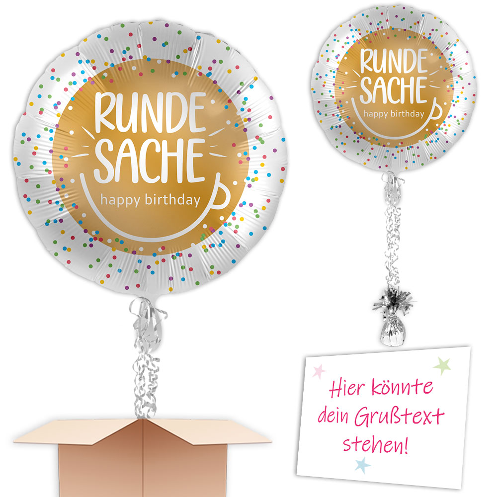 Heliumballon Runder Geburtstag "Runde Sache - Happy Birthday", Ø 35cm von Happygoods GmbH