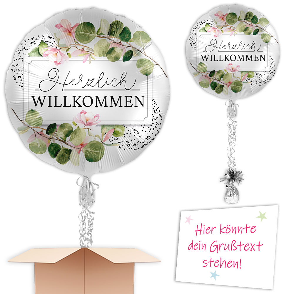 Ballonüberraschung "Herzlich Willkommen", Heliumballon im Paket von Happygoods GmbH