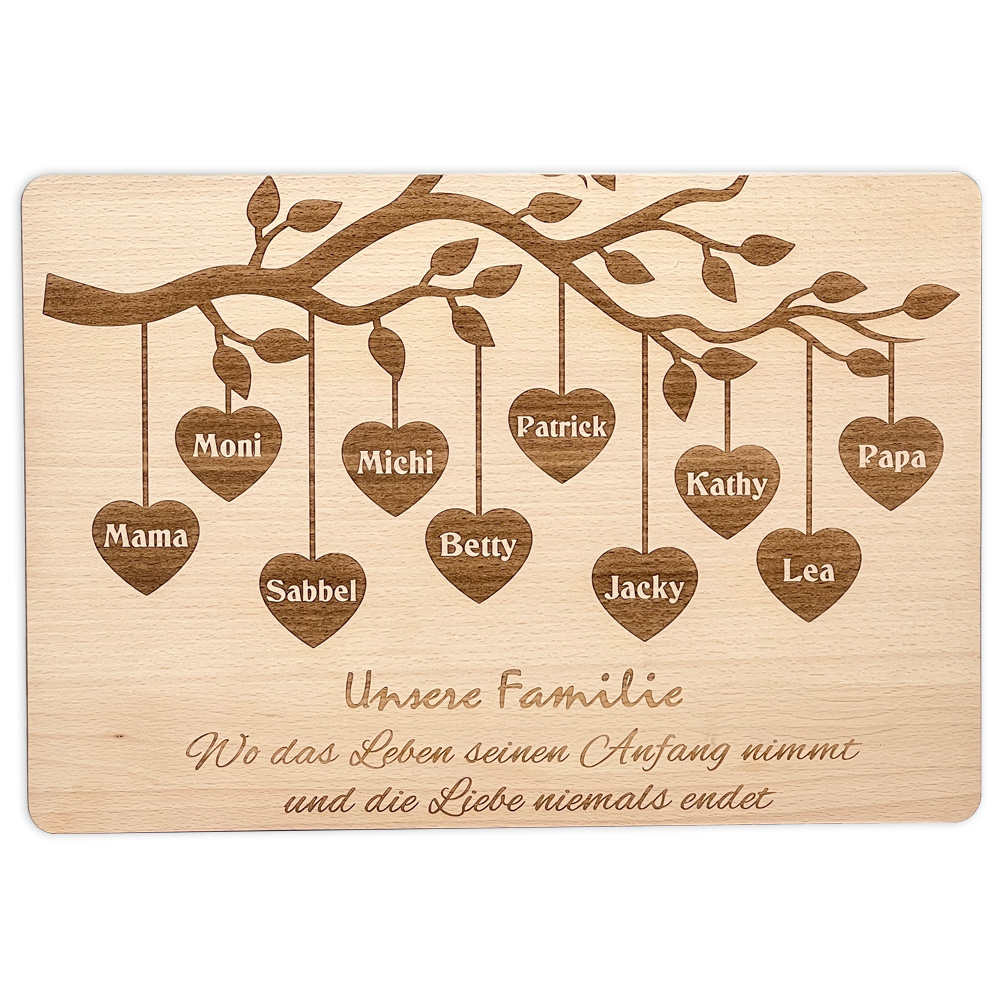 Familiebaum mit Namen Stammbaum personalisiert graviertes Holz Familiebaum mit Namen Stammbaum personalisiert graviertes Holz von Geburtstagsfee